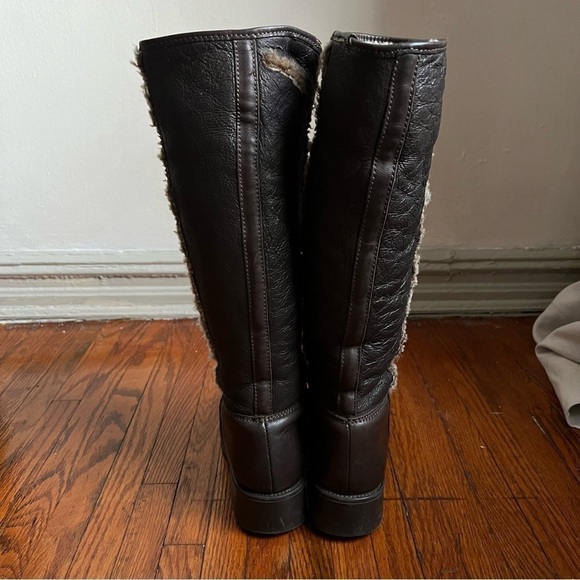 L.L. Bean Snowtop Shearling Leather Tall Winter Boots 7, dark chocolate brown - Picture 3 of 8
